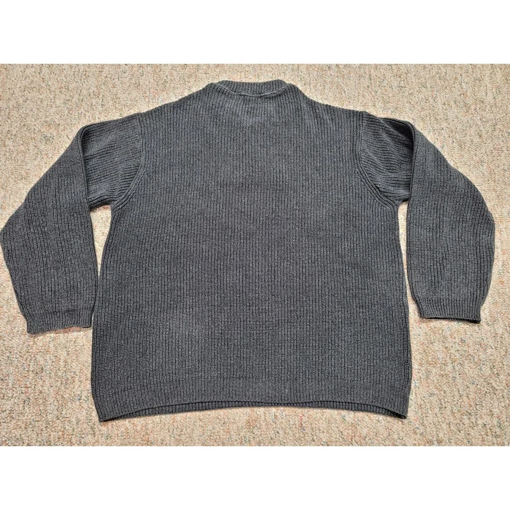 Eddie Bauer Sweater Men XL Grey Henley Chunk Knit Fisherman Outdoors Heavy USA - Picture 13 of 14